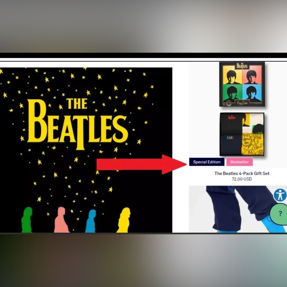 New Happy Socks THE BEATLES Gift Set M/L 4 Pack $75 - Picture 5 of 9